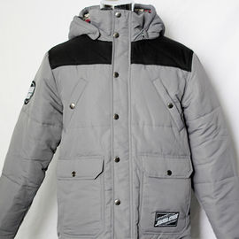 Soft Polyester Light Padded Jacket Black And Grey Color Casual Style With Hood