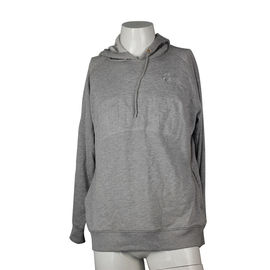 Long Sleeve Jacket With Sweatshirt Hood , Side Pocket Grey Hooded Jacket