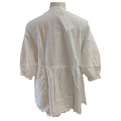 Casual Ladies 100% Algodon V Neck Embroidery Shirt