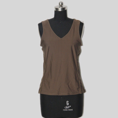 V Type Neck Yoga Wear Clothing Brown Color Durable 4 Way Stretch Fabric